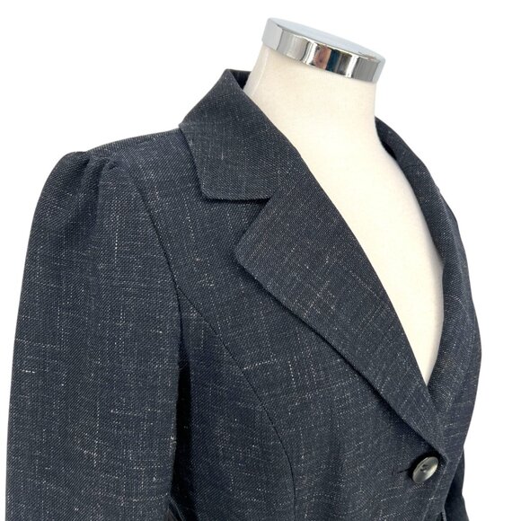 Classiques Entier Wool Linen Tie Waist Blazer Jacket Navy Blue Size 6 - Picture 3 of 14